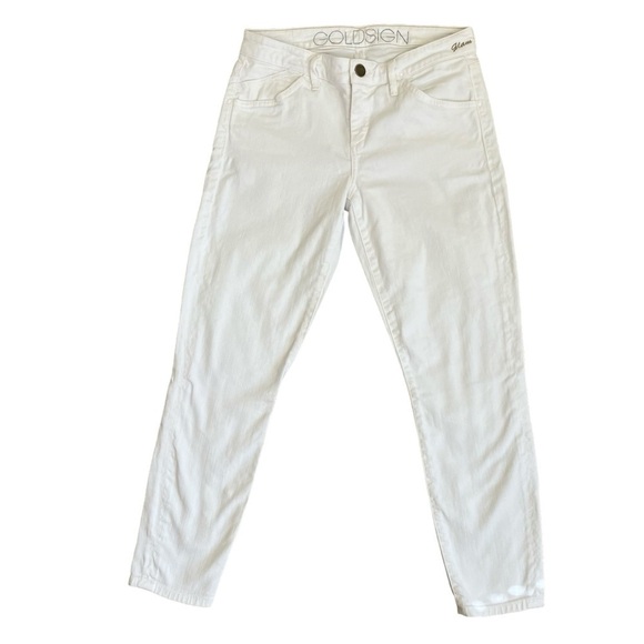 Goldsign ‘Glam’ Ankle Skinny Jeans in White Low Rise Stretchy Minimalist Sz 26 - Picture 2 of 16
